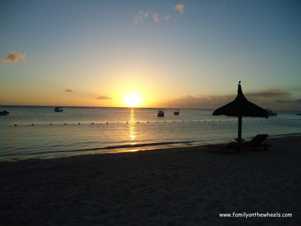 Sunset in Mauritius on the beach